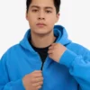 Sweat à capuche oversize bio avec fermeture éclair - Bleu Pacifique