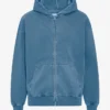 Sweat à capuche oversize bio avec fermeture éclair - Indigo délavé