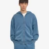 Sweat à capuche oversize bio avec fermeture éclair - Indigo délavé