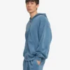 Sweat à capuche oversize bio avec fermeture éclair - Indigo délavé