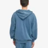 Sweat à capuche oversize bio avec fermeture éclair - Indigo délavé
