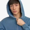 Sweat à capuche oversize bio avec fermeture éclair - Indigo délavé