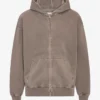 Sweat à capuche oversize bio avec fermeture éclair - Kaki délavé