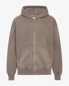 Sweat à capuche oversize bio avec fermeture éclair - Kaki délavé
