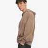 Sweat à capuche oversize bio avec fermeture éclair - Kaki délavé