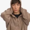 Sweat à capuche oversize bio avec fermeture éclair - Kaki délavé