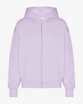 Sweat à capuche oversize bio avec fermeture éclair - Lavande douce