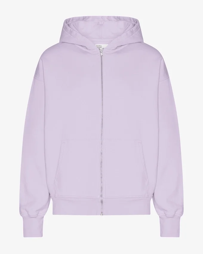Sweat à capuche oversize bio avec fermeture éclair - Lavande douce