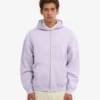 Sweat à capuche oversize bio avec fermeture éclair - Lavande douce