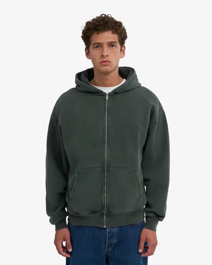 Sweat à capuche oversize bio avec fermeture éclair - Midnight Forest