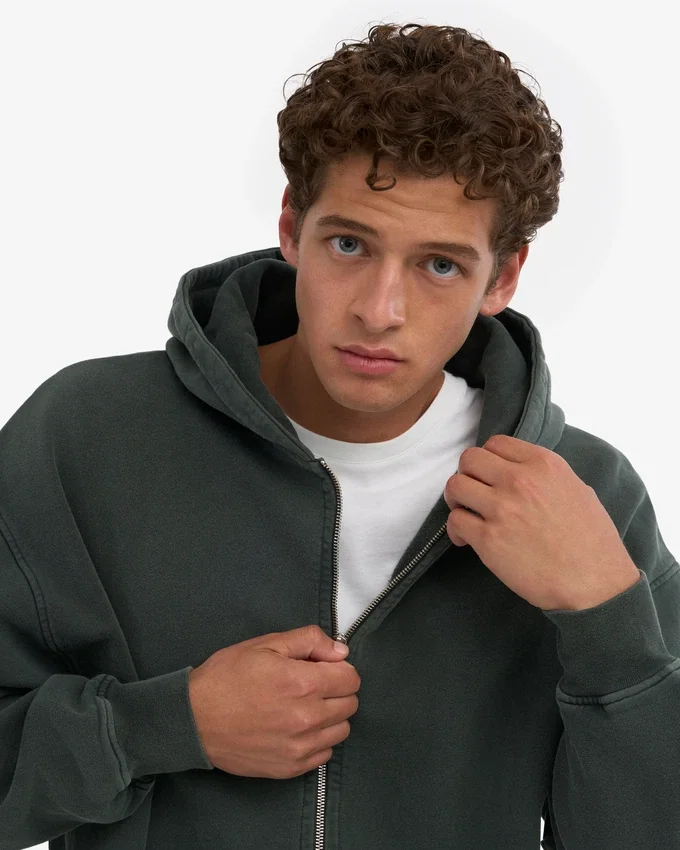 Sweat à capuche oversize bio avec fermeture éclair - Midnight Forest