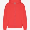 Sweat à capuche oversize bio avec fermeture éclair - Rouge mandarine