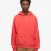 Sweat à capuche oversize bio avec fermeture éclair - Rouge mandarine
