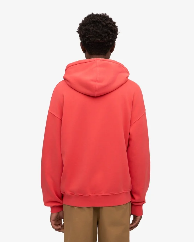 Sweat à capuche oversize bio avec fermeture éclair - Rouge mandarine