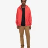 Sweat à capuche oversize bio avec fermeture éclair - Rouge mandarine