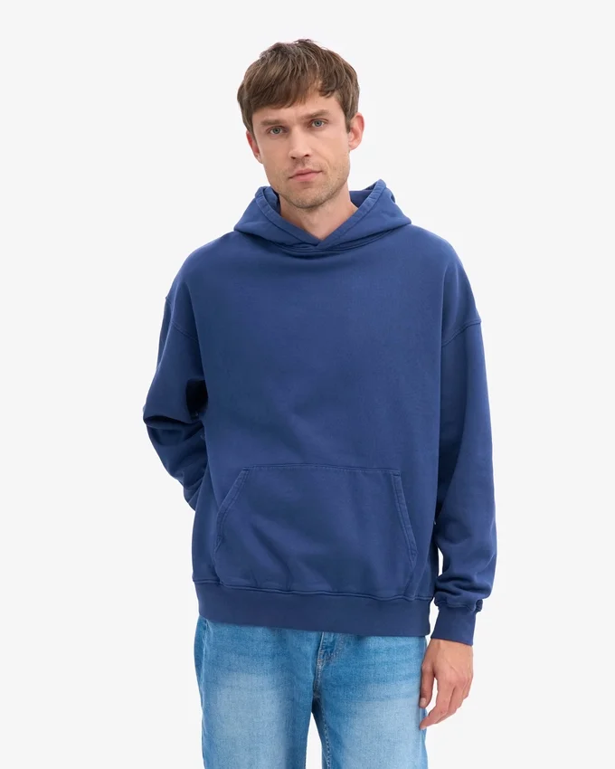 Sweat à capuche oversize bio - Bleu marine