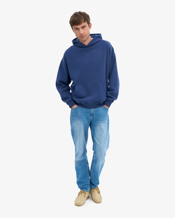 Sweat à capuche oversize bio - Bleu marine