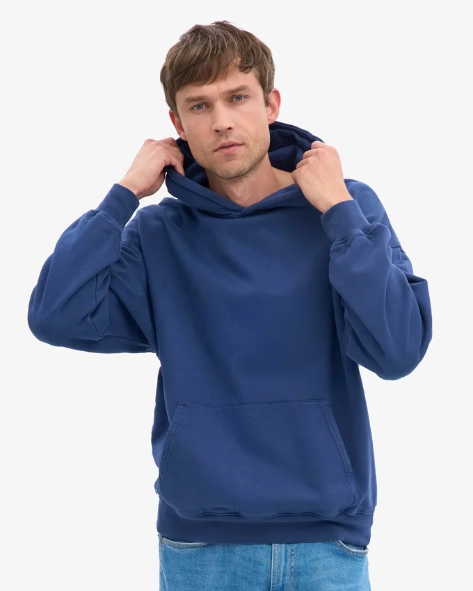 Sweat à capuche oversize bio - Bleu marine