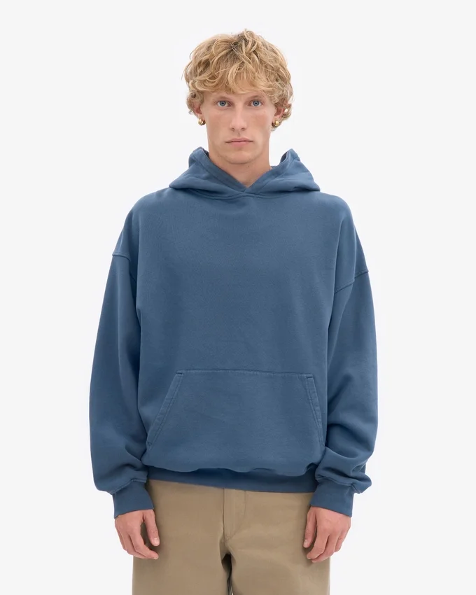 Sweat à capuche oversize bio - Bleu pétrole