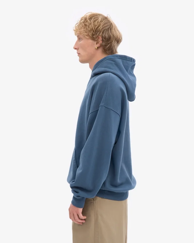 Sweat à capuche oversize bio - Bleu pétrole