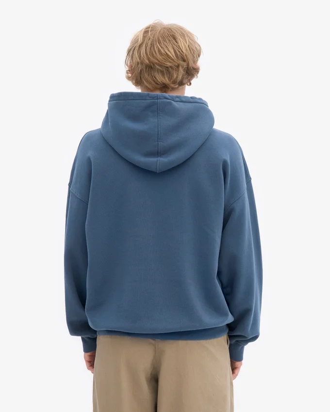 Sweat à capuche oversize bio - Bleu pétrole