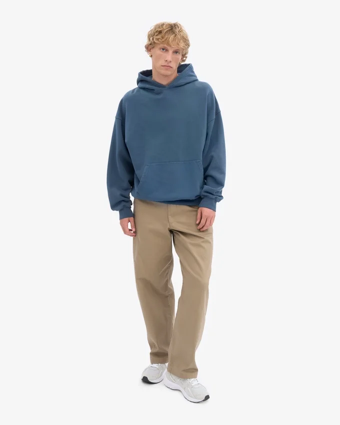 Sweat à capuche oversize bio - Bleu pétrole