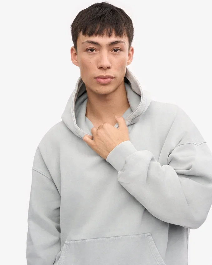Sweat à capuche oversize bio - Gris délavé