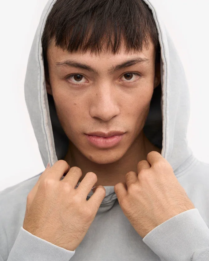 Sweat à capuche oversize bio - Gris délavé