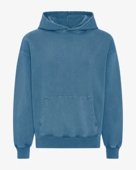 Sweat à capuche oversize bio - Indigo délavé