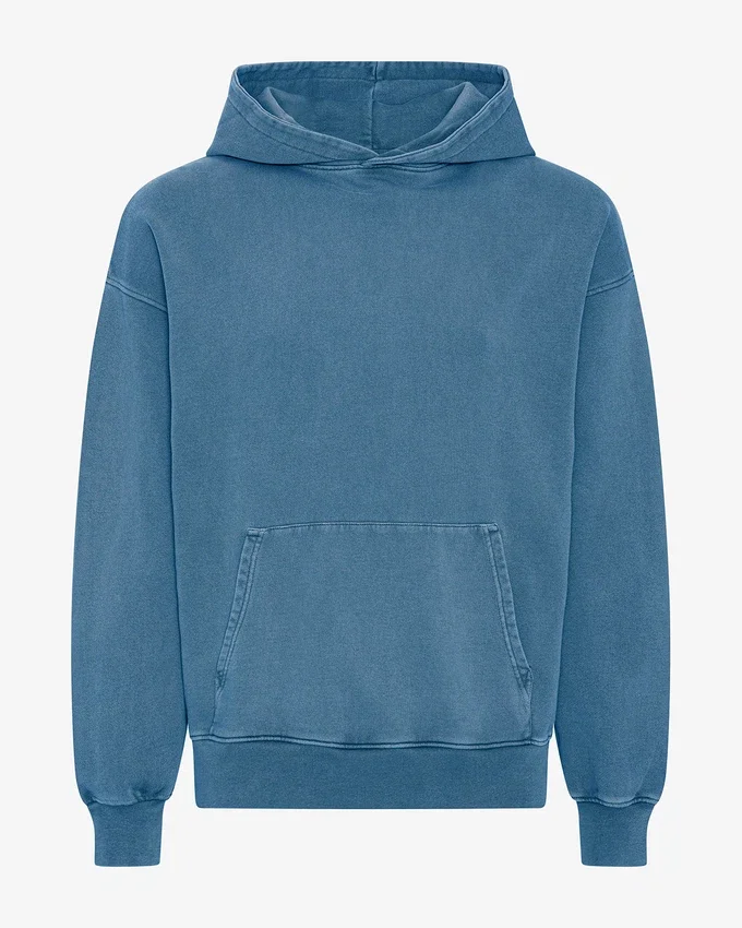 Sweat à capuche oversize bio - Indigo délavé