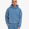 Sweat à capuche oversize bio - Indigo délavé