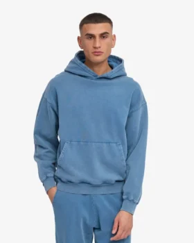Sweat à capuche oversize bio – Indigo délavé