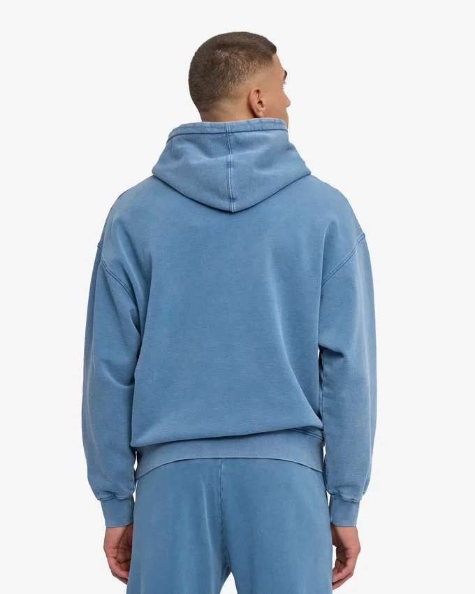 Sweat à capuche oversize bio - Indigo délavé