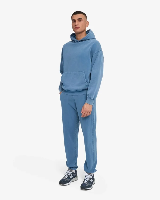 Sweat à capuche oversize bio - Indigo délavé