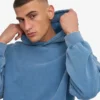 Sweat à capuche oversize bio - Indigo délavé