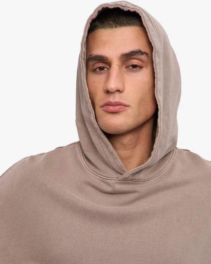 Sweat à capuche oversize bio - Kaki délavé