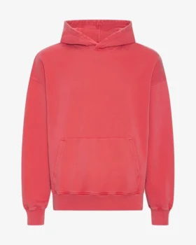 Sweat à capuche oversize bio - Rouge délavé