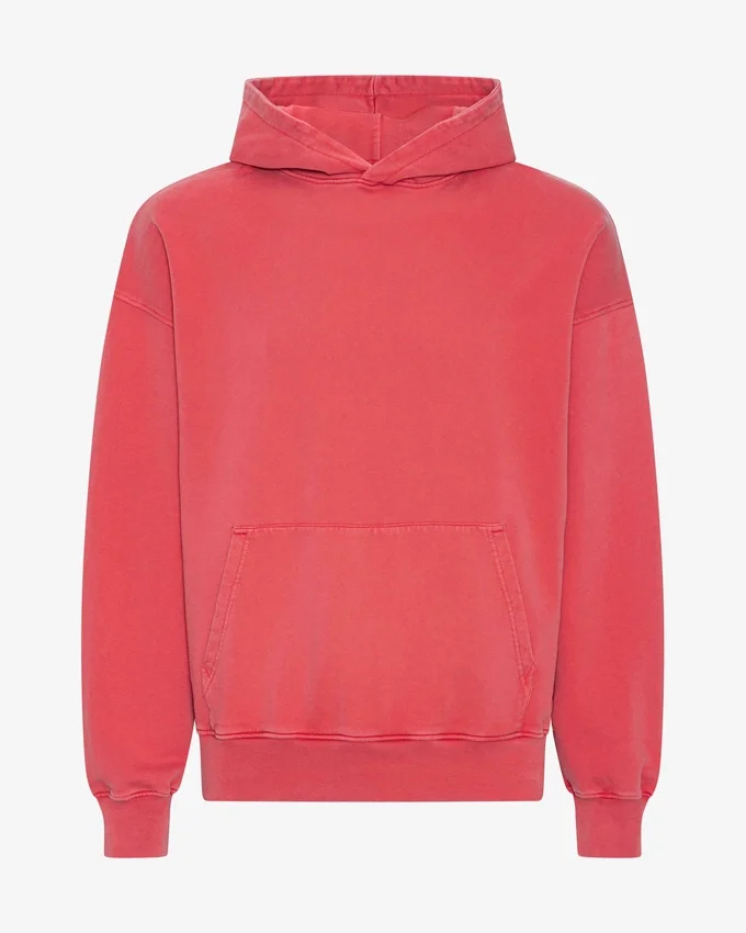 Sweat à capuche oversize bio - Rouge délavé