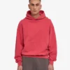 Sweat à capuche oversize bio - Rouge délavé