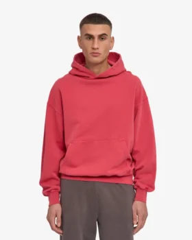 Sweat à capuche oversize bio – Rouge délavé