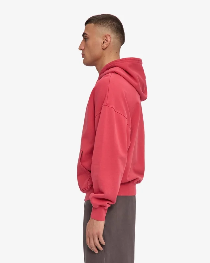 Sweat à capuche oversize bio - Rouge délavé