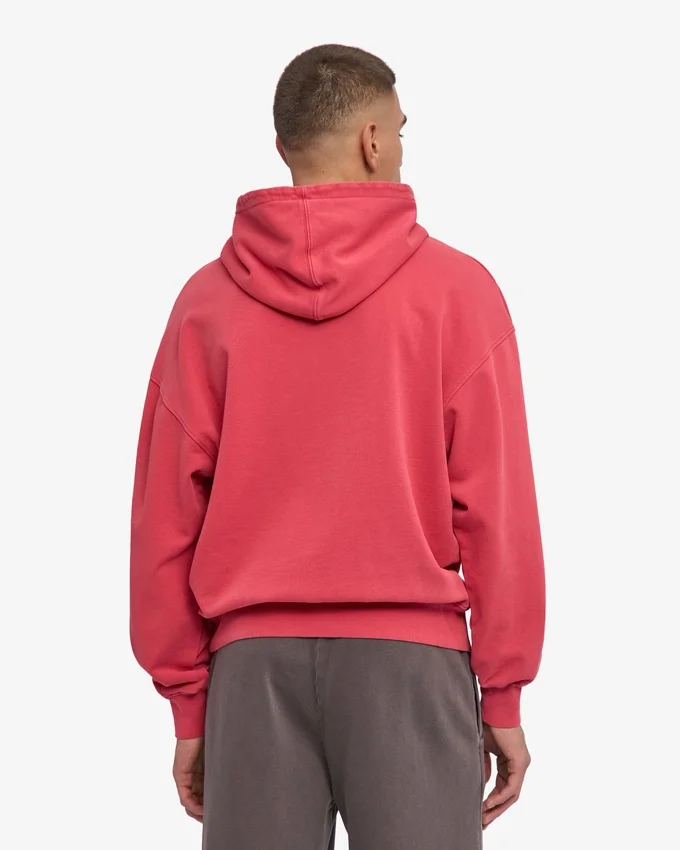 Sweat à capuche oversize bio - Rouge délavé