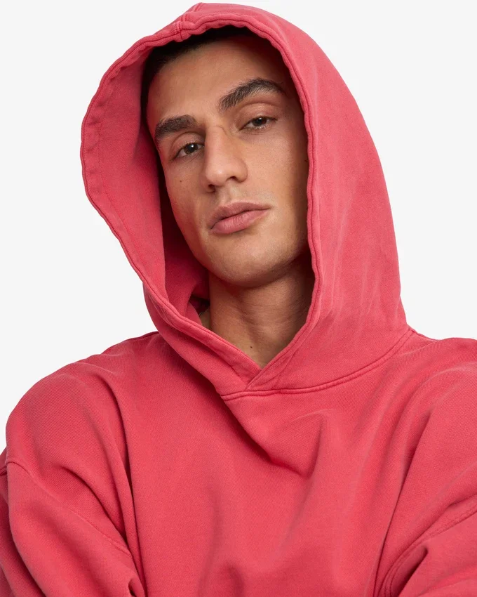Sweat à capuche oversize bio - Rouge délavé