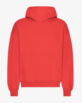 Sweat à capuche oversize bio - Rouge mandarine
