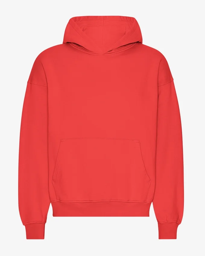 Sweat à capuche oversize bio - Rouge mandarine