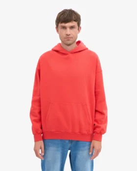 Sweat à capuche oversize bio – Rouge mandarine
