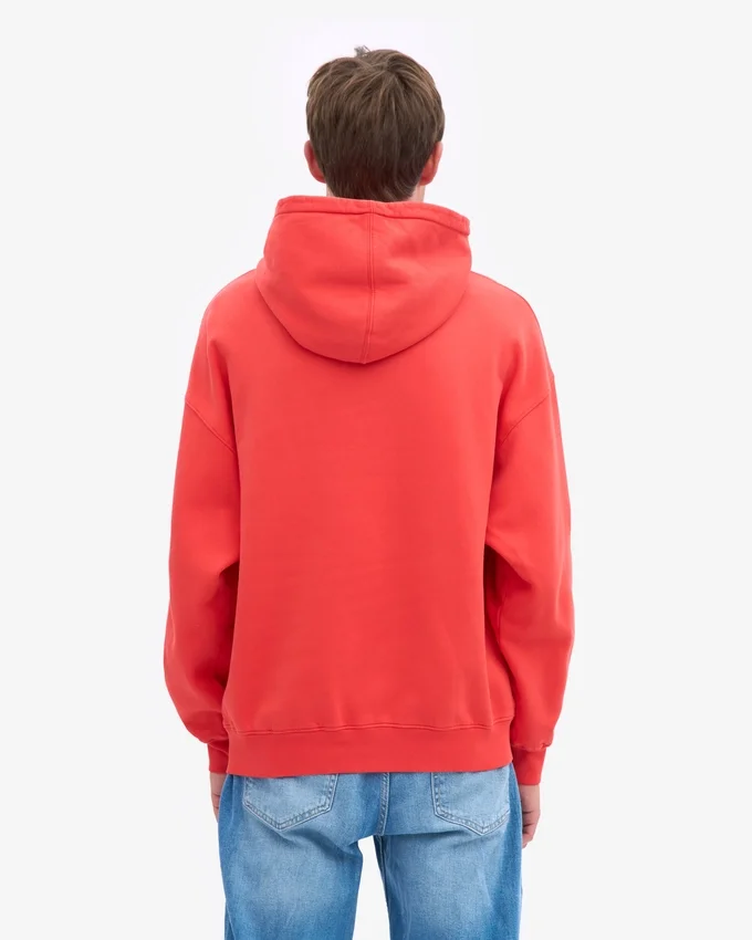 Sweat à capuche oversize bio - Rouge mandarine