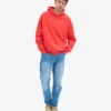 Sweat à capuche oversize bio - Rouge mandarine