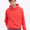 Sweat à capuche oversize bio - Rouge mandarine