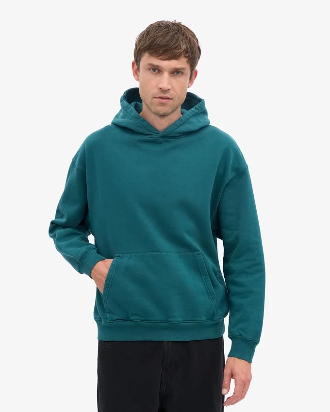 Sweat à capuche oversize bio - Vert océan